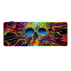 Mouse pad gaming cu iluminare led RGB craniu