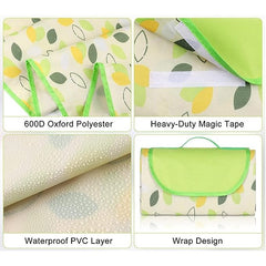 Patura de picnic, impermeabila cu maner, 200 x 200 cm, pentru 6-8 persoane, Verde