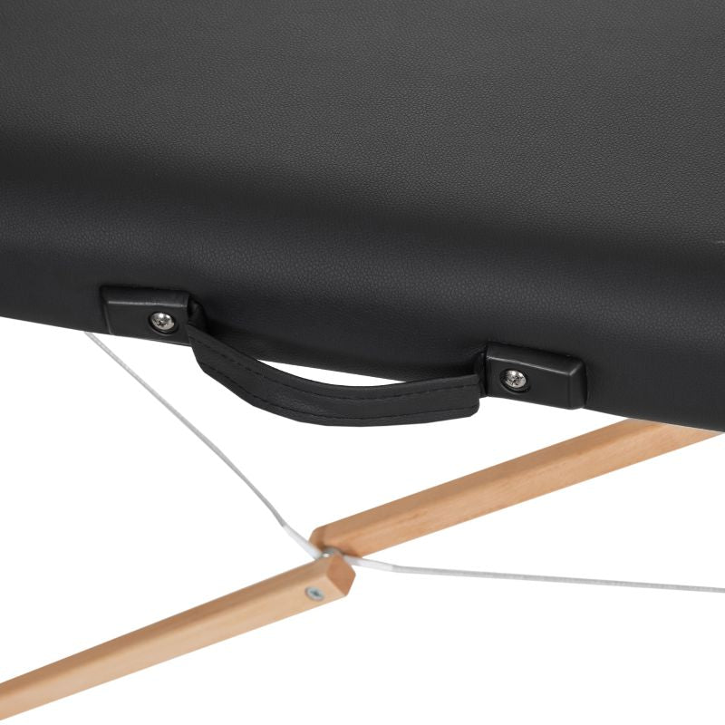 Masa pliabila de masaj cu reglaj pentru inaltime,doua sectiuni, pat cosmetica, piele ecologica neagra, latime 60cm