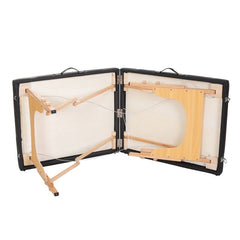 Masa pliabila de masaj cu reglaj pentru inaltime,doua sectiuni, pat cosmetica, piele ecologica neagra, latime 60cm