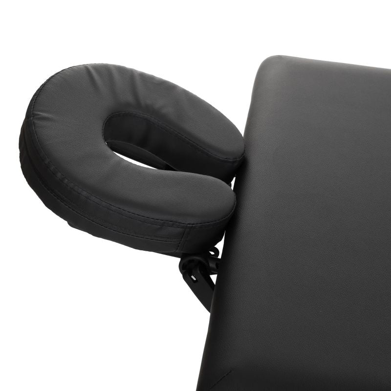 Masa pliabila de masaj cu reglaj pentru inaltime,doua sectiuni, pat cosmetica, piele ecologica neagra, latime 60cm