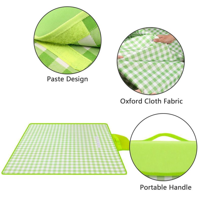 Patura de picnic, impermeabila cu maner, 200 x 200 cm, pentru 6-8 persoane, Verde