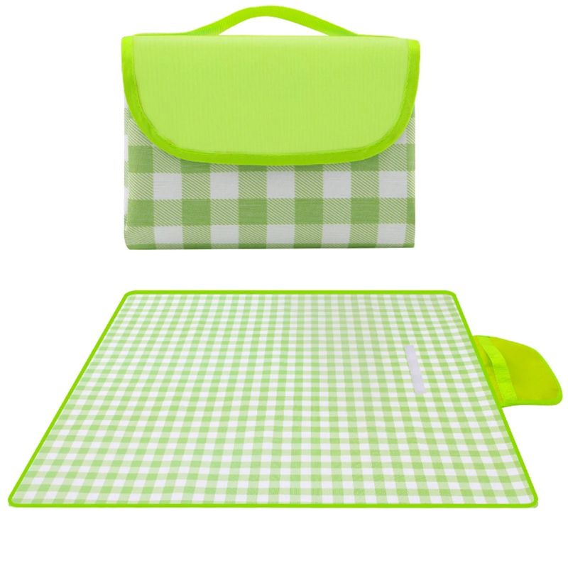 Patura de picnic, impermeabila cu maner, 200 x 200 cm, pentru 6-8 persoane, Verde