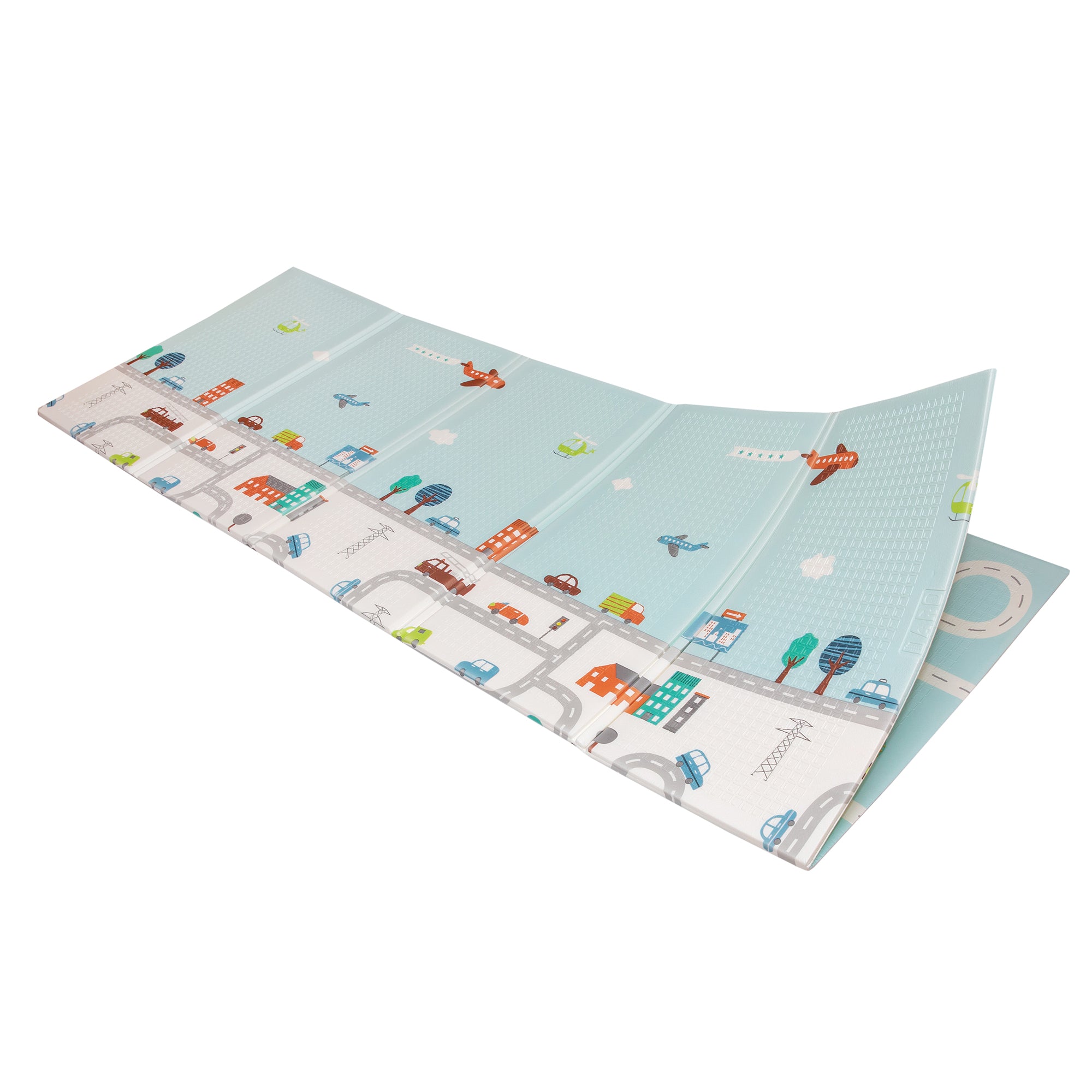 Covoras Joaca Termic Pliabil 200 x 150 cm, Grosime 1 cm, Spuma XPE, 2 Fete, Impermeabil, Masinute si Trenulete