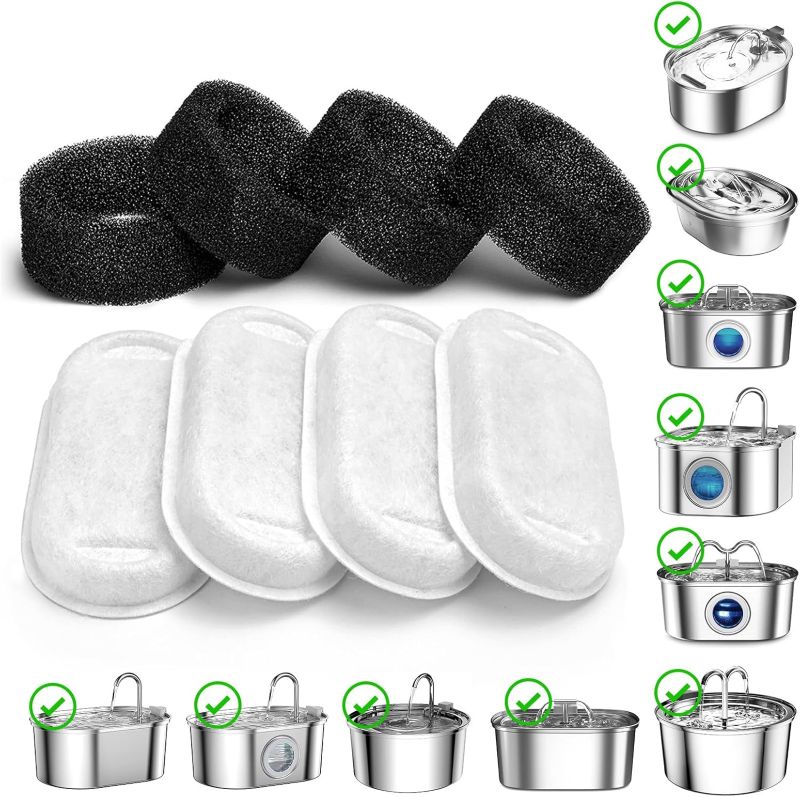 Set 4 filtre de rezerva pentru fantani de apa pentru pisici si caini, din bumbac si carbune activ