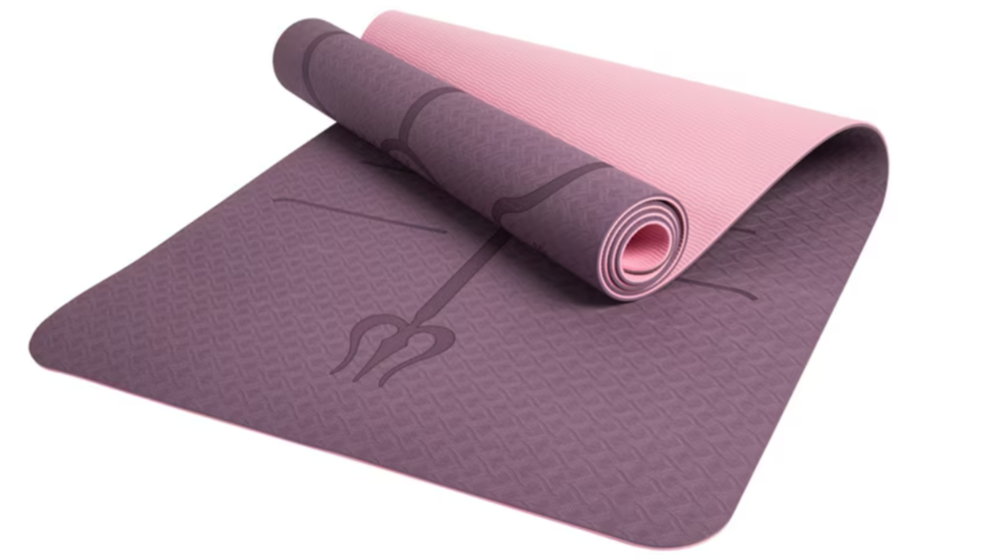 Saltea pentru yoga, pilates, aerobic, antrenament, 183 x 80 x 0.8cm, mov-roz