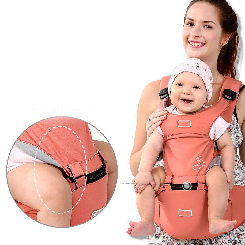 Marsupiu ergonomic Aiebao cu scaunel, Corai