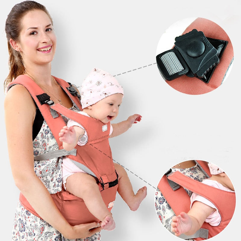 Marsupiu ergonomic Aiebao cu scaunel, Corai